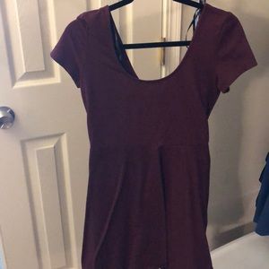 Maroon fit and flare dress